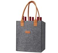Genérico Reusable Felt Wine Tote - Gift Bag for Wine or Champagne Bottles | Soft Felt Material with Reinforced Handles, Elegant Party Packaging for Holidays, Weddings, Birthdays 9.06x7.09x10.24 in