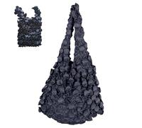 Generico Reusable Grocery Bags - Washable Foldable Pouch | Shopping Bags For Grocerie For Daily Commutes Travel Camp Kitchen Parties Picnics And Other Things, Negro , riferimento alla