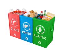 Genérico Reusable Recycling Bin Bags,Heavy Duty Woven Sorting Organizer | 3 Pieces Waterproof Large Recyclable Reusable Bags With Handle,Home Office Yard Lawn Indoor Trash Cans