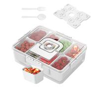 Genérico Reusable Snack Tray with Lid, Cooling Divided Serving Container with 8 Compartments, Portable Platter for Hiking, School Lunches, Parties, Camping, Travel, Outdoor Activities, and Beach Use