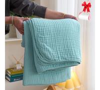 Genérico Reversible Cotton Muslin Throw Blanket,Adult Spring and Summer Office Nap Cooling Blankets,Cotton Blanket for All Season,Soft Lightweight Breathable Linen Blankets
