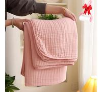 Genérico Reversible Cotton Muslin Throw Blanket,Adult Spring and Summer Office Nap Cooling Blankets,Cotton Blanket for All Season,Soft Lightweight Breathable Linen Blankets