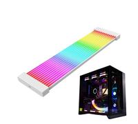 Genérico RGB Extension Cable - Sleeved PC Wire, ARGB Strip for Neon Lighting, 24p 3x8 Pin Atx Cord with Diffused Glow, Motherboard Accessories, LED Connector for Tech Setup and Custom Build