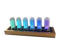 Genérico RGB Nixie Tube Clock, Digital Alarm Clock, Stainless Steel Base, with 8 Modes, Timer, Date Display, 5-Level Brightness, Power Memory, USB Type-C Connection, Home Decoration Gift