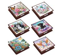 Genérico Rhinestone Art Box - Cute 3D Cat Dog Shapes Storage | Handmade Desk Sticky Note Holder | Large Capacity Rhinestone Painting Kit For Family Friends Adults Men Women Home Office Study Memo