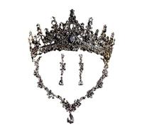 Generico Rhinestone Crown Necklace Set - European & American Style Bridal & Prom, talla única, Madera de agar
