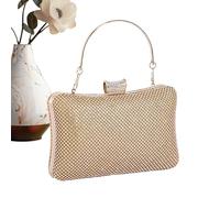 Generico Rhinestone Evening Bag, Portable Bridal Clutch, Handheld Bag with Chain Handle, Hard Party Clutch, Shoulder Purse with Stylish Design, Sparkly Handbag for Prom Banquet Ceremony, dorado, Fare