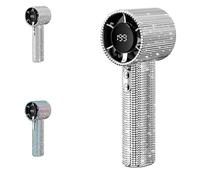Genérico Rhinestone Fan, Full Diamond Portable Handheld Turbo Fan, with Digital Display 1800 Mah Battery High Speed Silent Motor Advanced Waterproof and Dustproof (1Pcs*White)