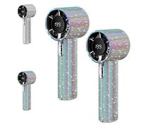 Genérico Rhinestone Fan, Full Diamond Portable Handheld Turbo Fan, with Digital Display 1800 Mah Battery High Speed Silent Motor Advanced Waterproof and Dustproof (2Pcs*Colorful)