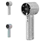 Genérico Rhinestone Fan, Full Diamond Portable Handheld Turbo Fan, with Digital Display 1800 Mah Battery High Speed Silent Motor Advanced Waterproof and Dustproof (1Pcs*White)