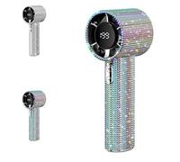 Genérico Rhinestone Fan, Full Diamond Portable Handheld Turbo Fan, with Digital Display 1800 Mah Battery High Speed Silent Motor Advanced Waterproof and Dustproof (1Pcs*Colorful)