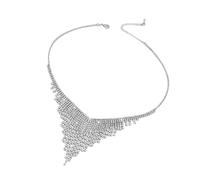 Generico Rhinestone Tassel Necklace - Long Silver Pendant Chain, Women Charm Jewelry Sparkling Tassels Necklaces | Suitable for Wife Girlfriend Evening Evening Event Festive Fashion Daily Outfit