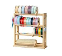 Genérico Ribbon Rack Organizer | With Retainer 4 Tier Wooden | Ribbons Display Holder - For Sewing Threads Netted Spools Paper Tape, Crafting Rooms Retail Stores Boutiques Flower Shops