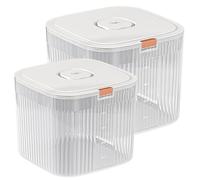 Genérico Rice Storage Container - Large Capacity Dry Food Dispenser | Clear PP PET Airtight Bucket for Rice Grain Cereal, 20.5x20.5x19cm 760g or 26x26x22.3cm 1170g, Kitchen Pantry Organizer