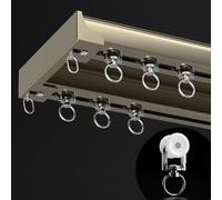 Genérico Riel de Cortina de Aluminio de Doble riel Resistente para Sala de Estar, Dormitorio y mampara de Ducha - 2,4 m/7,9 pies, Elegante Acabado champán, Duradero y fácil de Instalar