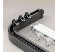 Genérico Riel De Cortina De Techo Flexible, Barra De Aluminio Flexible 70-600cm, Separador De Habitación Y Ventana De Bahía para Dormitorio, Oficina, Privacidad(Black Wall,180cm(2 * 90cm))