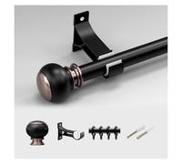 Genérico Riel de Cortina de Una Sola Varilla Romana Montado en La Pared, Separación de Habitaciones Rieles de Cortinas Resistentes con Suficiente Hardware De Instalación(Negro,250cm/8.2ft(2 * 125cm))