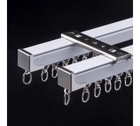 Genérico Riel De Cortina Doble De Aleación De Aluminio Engrosado De 2.50mm, Montaje En Pared De Techo con Pista De Cortina Silencioso para Privacidad Sala Dormitorio(White Wall,220cm(2 * 110cm))