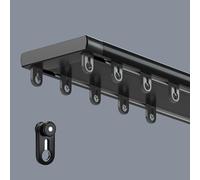 Genérico Riel Doble para Cortinas de Alta Resistencia - Sistema Deslizante silencioso para Montaje en Techo para Sala de Estar, Dormitorio, Hospital - Fácil instalación 1,8 m/5,9 pies, Acabado Negro