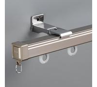 Genérico Riel para Cortina De Pared, Riel De Techo De Aluminio Resistente con Ruedas Silenciosas De Rodamiento para Ventanas, Armarios, Baños, Cortinas De Ducha(Champagne Wall,300cm(2 * 150cm))