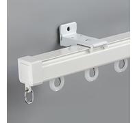 Genérico Riel para Cortina De Pared, Riel De Techo De Aluminio Resistente con Ruedas Silenciosas De Rodamiento para Ventanas, Armarios, Baños, Cortinas De Ducha(White Wall,130cm/4.26ft)