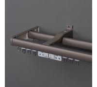 Genérico Riel para Cortinas Doble System 70-600cm Barra para Cortinas De Pared Juego Completo con Tapa Final Unida Separador De Ambientes para Salón Dormitorio(Gray,135cm/4.4ft)