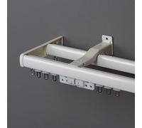 Genérico Riel para Cortinas Doble System 70-600cm Barra para Cortinas De Pared Juego Completo con Tapa Final Unida Separador De Ambientes para Salón Dormitorio(Blanca,85cm/2.8ft)