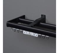 Genérico Riel para Cortinas Doble System 70-600cm Barra para Cortinas De Pared Juego Completo con Tapa Final Unida Separador De Ambientes para Salón Dormitorio(Negro,220cm(2 * 110cm))