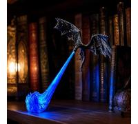 Genérico Rincón de libros con llama de dragón con luz, 15 cm