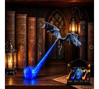 Genérico Rincón de libros con llama de dragón con luz, 15 cm