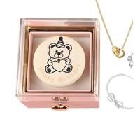 Genérico Ring Box, Rotating Reversible Bear Cake Jewelry Holder, Unique Display Storage Rings, Earrings, Accessories, Idea 3.15x3.15x3.15 inches for Women, Men, Birthday