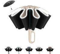 Genérico Ring Bubble Umbrella, Ring Buckle Umbrella, Rings Buckle Umbrellas windproof with Reflective Safety Strip, Reverse Umbrellas Automatic Open and Close, for Travels, Daily Use (Beige)