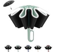 Genérico Ring Bubble Umbrella, Ring Buckle Umbrella, Rings Buckle Umbrellas windproof with Reflective Safety Strip, Reverse Umbrellas Automatic Open and Close, for Travels, Daily Use (Green)
