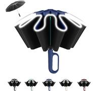 Genérico Ring Bubble Umbrella, Ring Buckle Umbrella, Rings Buckle Umbrellas windproof with Reflective Safety Strip, Reverse Umbrellas Automatic Open and Close, for Travels, Daily Use (Blue)