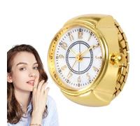 Genérico Ring Clock - Vintage Quartz Finger Watch | Creative Round Rings Watch | Adjustable Retro Mini Clock Ring Birthday Gift Women Men