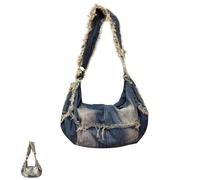 Genérico Ripped Jeans Crossbody Bag for Women,Purse with Zipper,Distressed Denim Shoulder Bag Casual Streetwear Purse (blue)