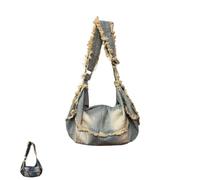 Genérico Ripped Jeans Crossbody Bag for Women,Purse with Zipper,Distressed Denim Shoulder Bag Casual Streetwear Purse (Light blue)