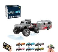 Genérico Riprush Mini Monster 1/64, Off-Road LED Alloy Racer, 3-Speed Modes, with Lights, Aerospace-Grade Alloy Construction Mini Monster Truck RC Car with Trailer (Trailer,Gray)