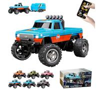 Genérico RipRush Mini Monster 1:64 Off-Road LED Alloy Racer, Aerospace-Grade Alloy Construction. Mini Monster Truck RC Car with Trailer, 3-Speed Modes, 2.4GHz Racing System (with Trailer,A)