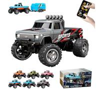 Genérico RipRush Mini Monster 1:64 Off-Road LED Alloy Racer, Aerospace-Grade Alloy Construction. Mini Monster Truck RC Car with Trailer, 3-Speed Modes, 2.4GHz Racing System (with Trailer,E)