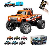 Genérico RipRush Mini Monster 1:64 Off-Road LED Alloy Racer, Aerospace-Grade Alloy Construction. Mini Monster Truck RC Car with Trailer, 3-Speed Modes, 2.4GHz Racing System (with Trailer,C)