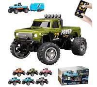 Genérico RipRush Mini Monster 1:64 Off-Road LED Alloy Racer, Aerospace-Grade Alloy Construction. Mini Monster Truck RC Car with Trailer, 3-Speed Modes, 2.4GHz Racing System (with Trailer,B)