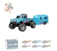 Genérico Riprush Mini Monster 1/64, Off-Road LED Alloy Racer, Rip Rush Compact Remote Control Truck with LED Lights 3-Speed Modes, Mini Monster Truck RC Car with Trailer Cool (Blue)