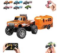 Genérico Riprush Mini Monster 1/64, Off-Road LED Alloy Racer, with LED Lights, 3-Speed Modes, 2.4GHz Racing System, for Ages 14+ Hobbyists and Collectors (Orange)