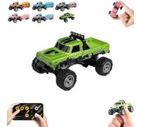 Genérico Riprush Mini Monster 1/64, Off-Road LED Alloy Racer, with LED Lights, 3-Speed Modes, 2.4GHz Racing System, for Ages 14+ Hobbyists and Collectors (Green)