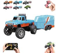 Genérico Riprush Mini Monster 1/64, Off-Road LED Alloy Racer, with LED Lights, 3-Speed Modes, 2.4GHz Racing System, for Ages 14+ Hobbyists and Collectors (Blue Orange)