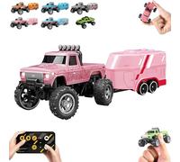 Genérico Riprush Mini Monster 1/64, Off-Road LED Alloy Racer, with LED Lights, 3-Speed Modes, 2.4GHz Racing System, for Ages 14+ Hobbyists and Collectors (Pink)