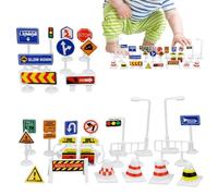 Genérico Road Tape DIY Traffic Sign Set - 28PCS Removable Road Tape Railway Play Set | PP Kids Traffic Signs Parking Scene Toy Educational RoadLayout Toy for Kids Play Learning