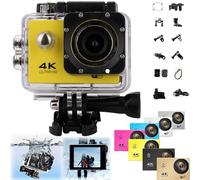 Genérico Roamix Vision 4k Action Camera, Roamix Vision+ 4k, HD Waterproof Sports CAM, with Wi-Fi, 140° Wide-Angle Lens (Yellow,64g)