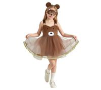 Genérico Robes pour filles, costume d'animal mignon, ensemble de tenues d'ours pour jeux de rôle, spectacle d'Halloween, tenue quotidienne pour tout-petits et enfants de 1 à 12 ans (Brown, 80/6-12M)